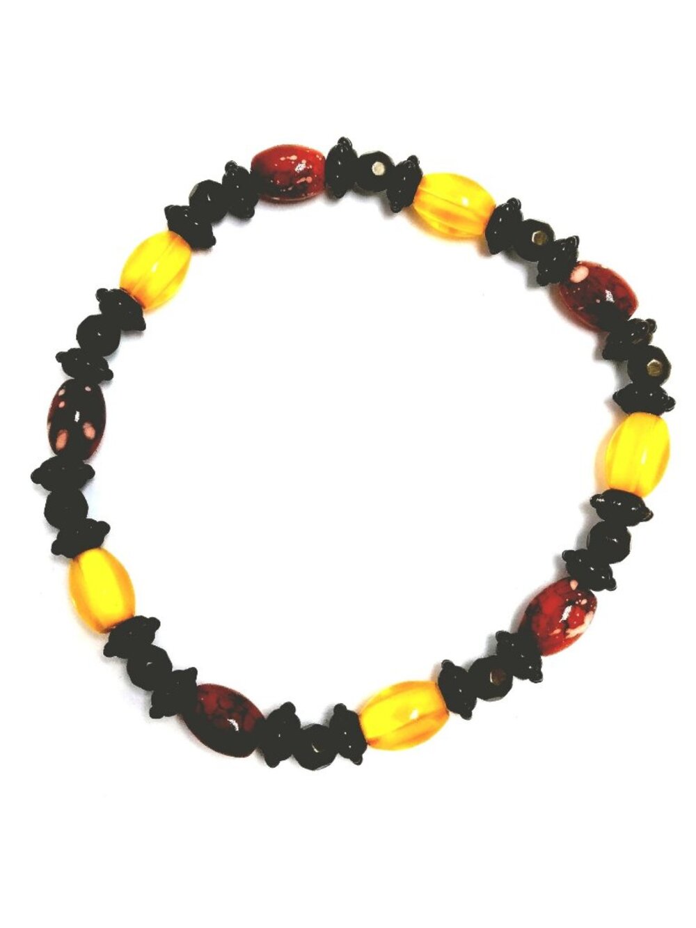 Anklet Large Bracelet Gold Orange Bonze Bead Beachwear Tropical 9 in